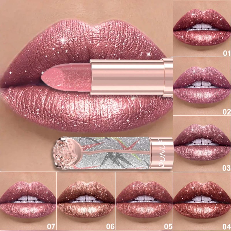 Luxury Skincare Products - Rossetto rosa perlescente lussuoso con glitter,